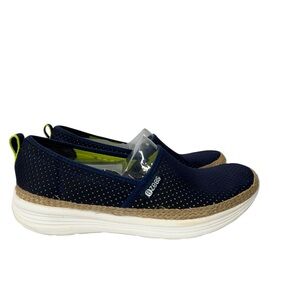 Bzees Sea Dogs Wander Slip On Shoes Navy Blue Neon Yellow Women's Size 9M